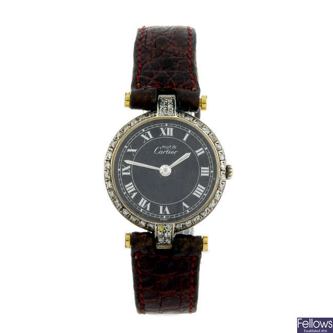 CARTIER - a gold plated Must De Cartier Vendome wrist watch.