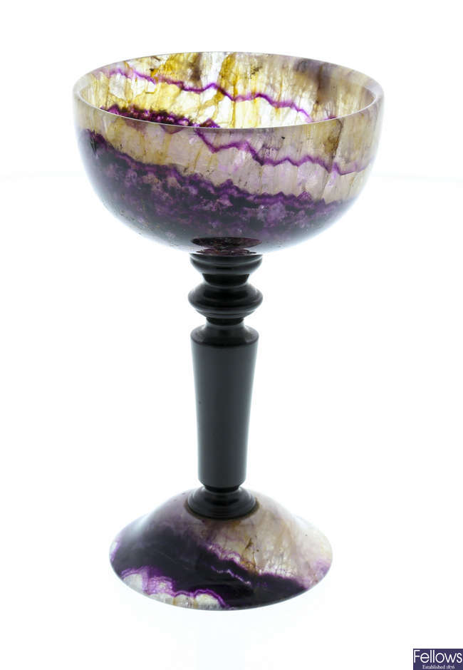 A Blue John pedestal cup or chalice