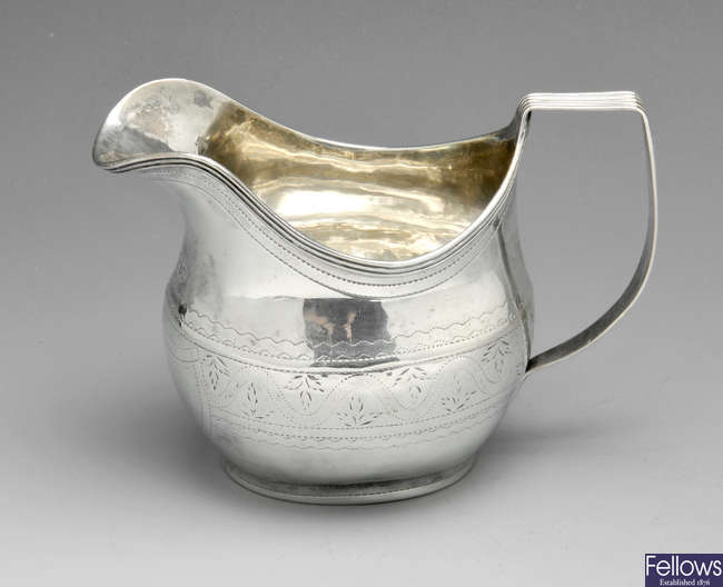 A late George III silver cream jug. 