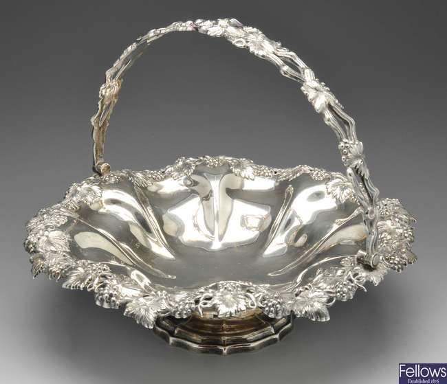 A William IV silver fruit basket.