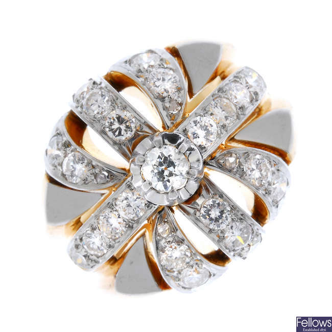 A 1950s diamond cocktail ring. 