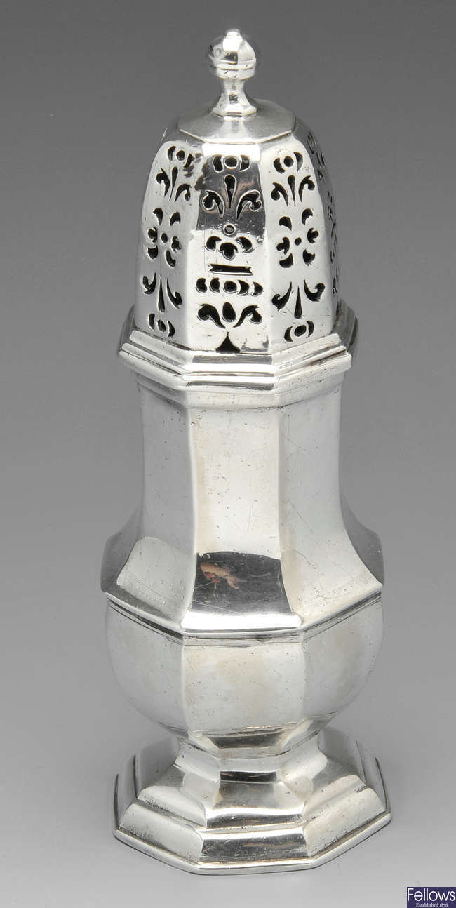 A George I silver caster.