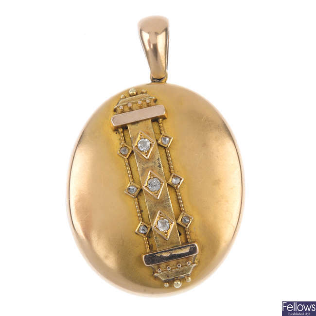 A late 19th century gold diamond locket.