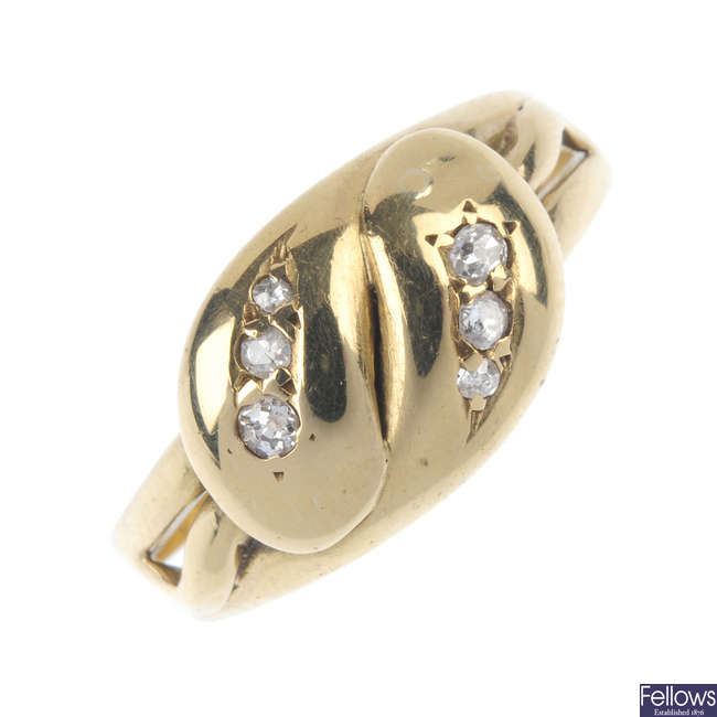 A mid 20th century 18ct gold snake ring
