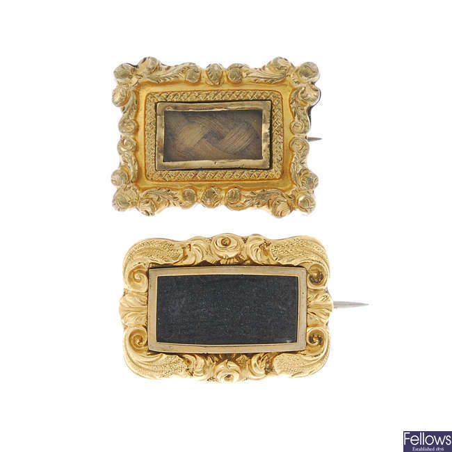 Two mid Victorian memorial brooches.