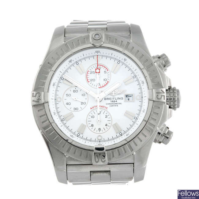 BREITLING - a gentleman's stainless steel Aeromarine Super Avenger chronograph bracelet watch.