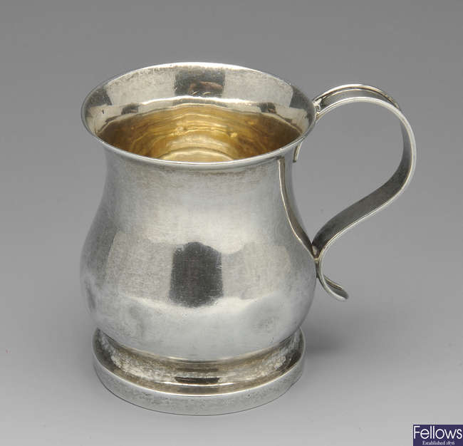 A late Victorian silver Scottish christening mug.