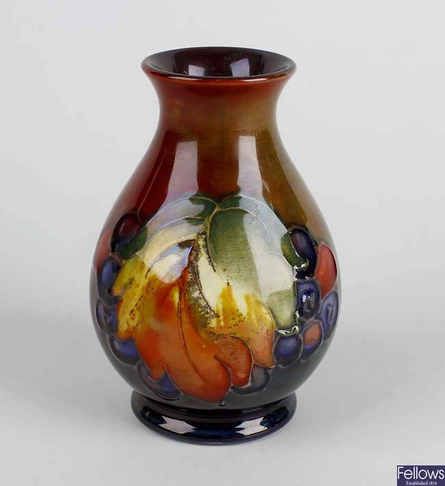 A small Moorcroft flambe vase. 