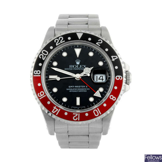 ROLEX - a gentleman's stainless steel Oyster Perpetual Date GMT-Master II
