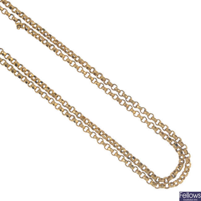 A late Victorian gilt longuard chain.