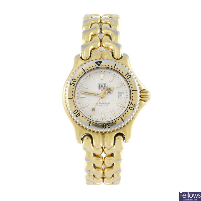 TAG HEUER - a lady's gold plated S/el bracelet watch.