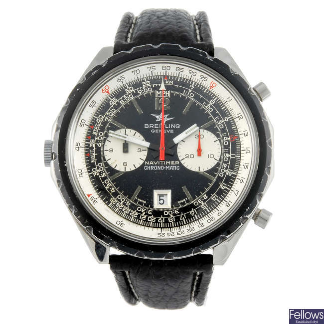 BREITLING - a gentleman's stainless steel Navitimer Chronomatic wrist watch.