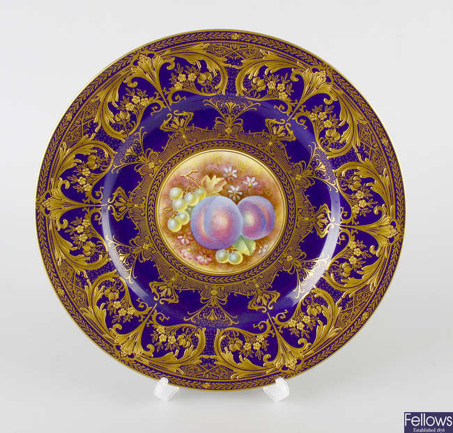 A hand painted Royal Worcester porcelain plate.  