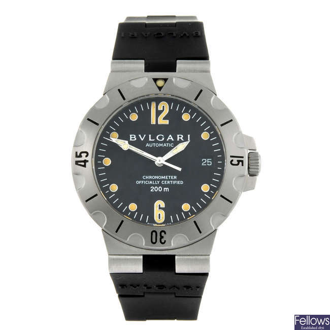 BULGARI - a gentleman's stainless steel Diagono wrist watch.