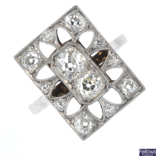 An early 20th century diamond cocktail ring.