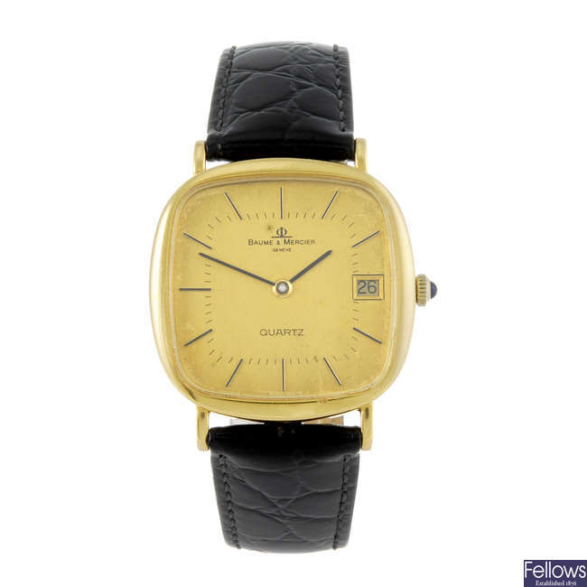 BAUME & MERCIER - a gentleman's 18ct yellow gold wrist watch.