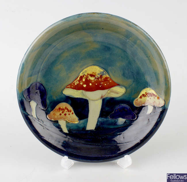 A William Moorcroft Claremont pattern pottery dish. 