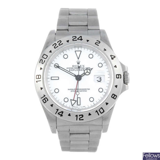 ROLEX - a gentleman's stainless steel Oyster Perpetual Date Explorer II bracelet watch.