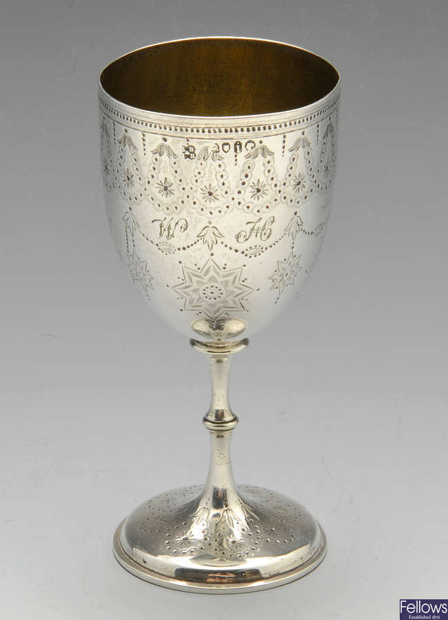 A Victorian silver goblet.