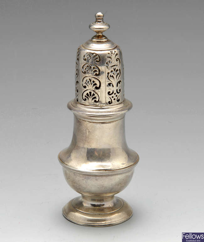 A George II silver provincial caster.