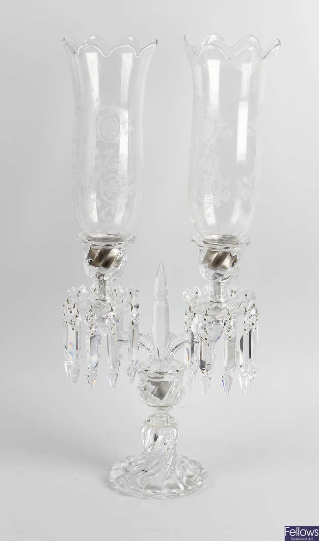 A Baccarat twin branch candelabra.
