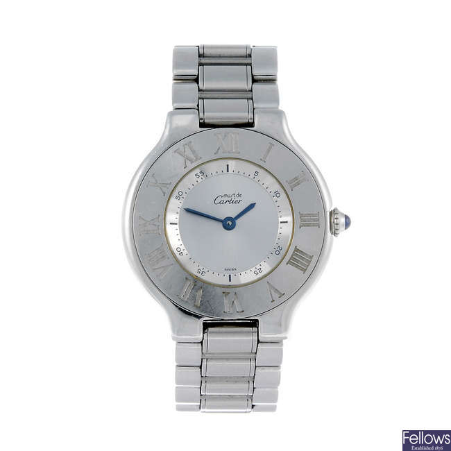 CARTIER - a stainless steel Must de Cartier 21 bracelet watch.