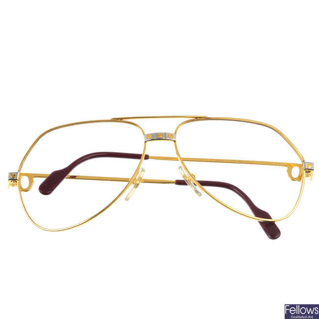 CARTIER - a pair of Santos de Cartier aviator glasses frames.