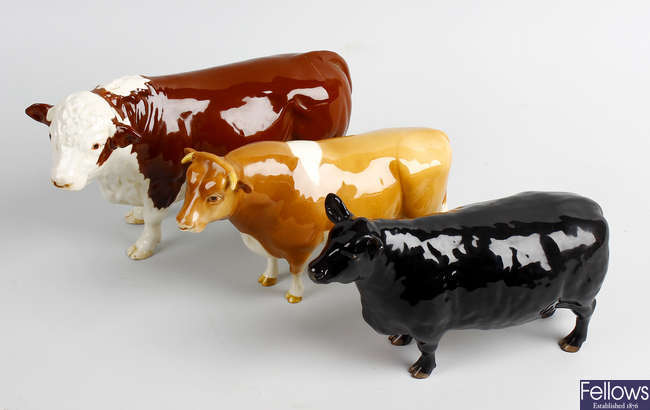 Five Beswick studies of cows and bulls. 