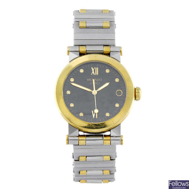 MOVADO - a mid-size bi-colour Vizio bracelet watch.