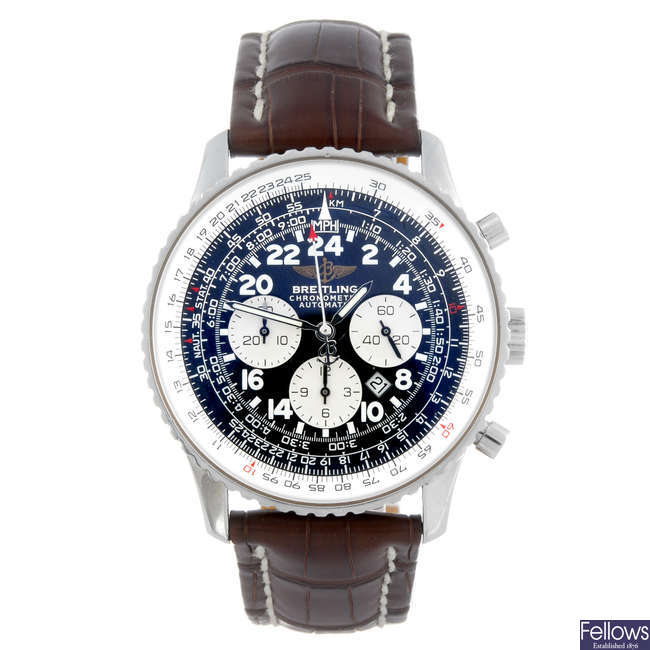 BREITLING - a gentleman's stainless steel Navitimer Cosmonaute wrist watch.