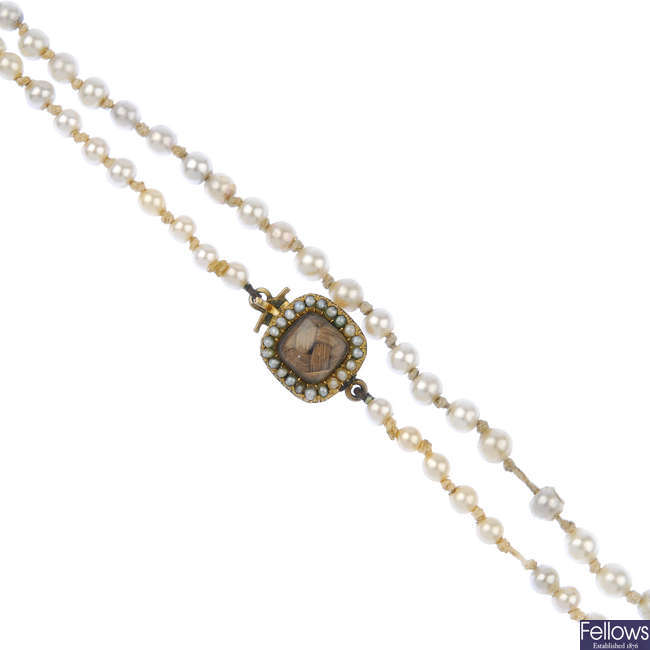 A mid 19th century imitation pearl single-strand necklace.