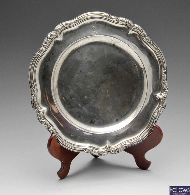 An early Victorian silver plate by Paul Storr.