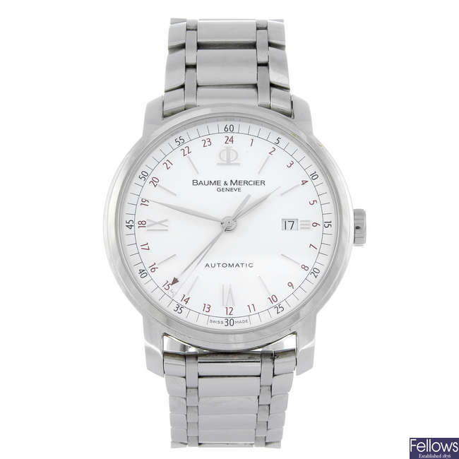 BAUME & MERCIER - a gentleman's stainless steel Classima GMT bracelet watch.