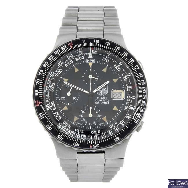 TAG HEUER - a gentleman's stainless steel Pilot chronograph bracelet watch.