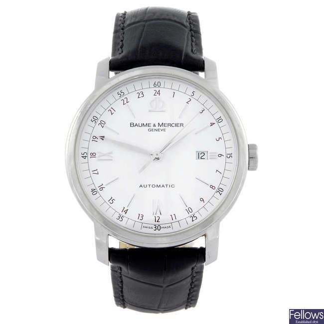 BAUME & MERCIER - a gentleman's stainless steel Classima GMT wrist watch.