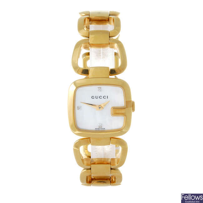 GUCCI - a lady's rose gold plated 125.5 bracelet watch.
