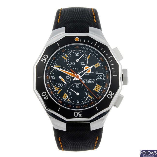 BAUME & MERCIER - a gentleman's stainless steel Riviera chronograph wrist watch.

