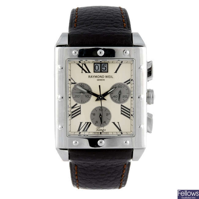 RAYMOND WEIL - a gentleman's stainless steel Tango chronograph wrist watch.

