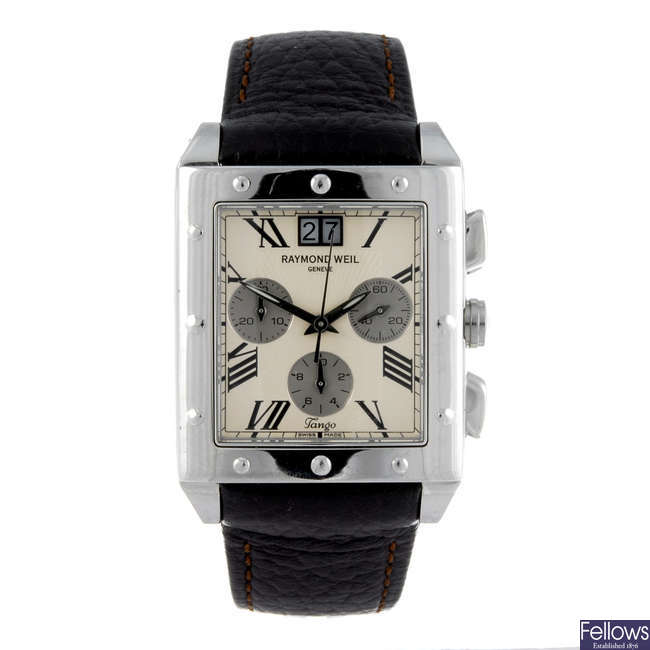 RAYMOND WEIL - a gentleman's stainless steel Tango chronograph wrist watch.