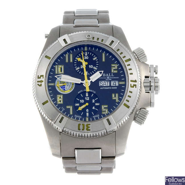 BALL - a limited edition titanium gentleman's Engineer 'Bathyscaph Trieste' bracelet watch.