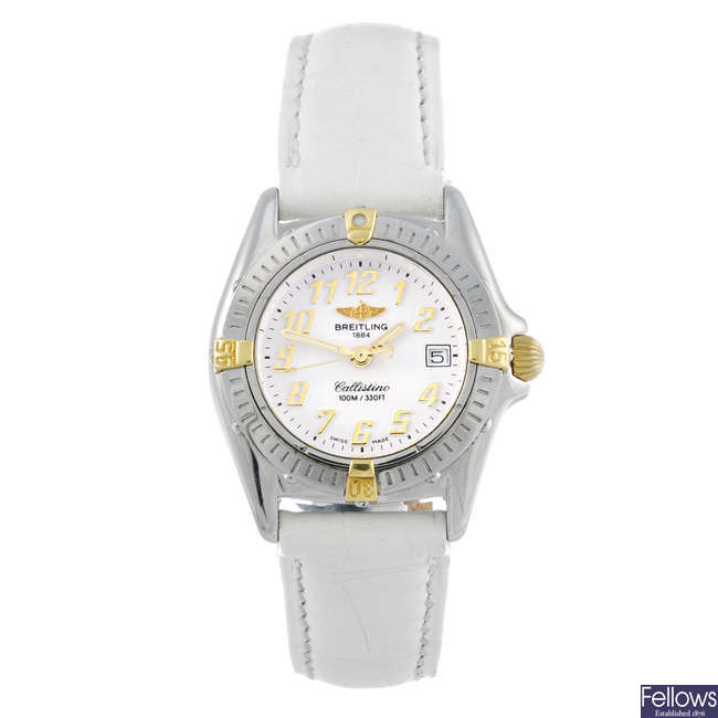 BREITLING - a lady's stainless steel Callistino wrist watch.