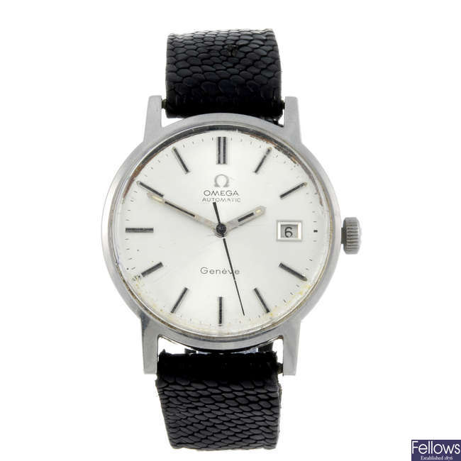 OMEGA - a gentleman's stainless steel Geneve wrist watch.