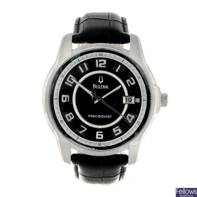 BULOVA - a gentleman's stainless steel Precisionist wrist watch.