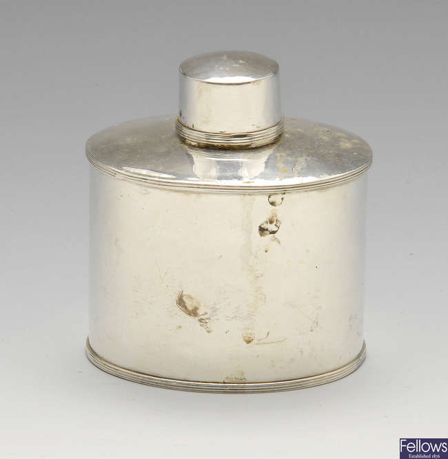 A late Victorian small silver caddy.