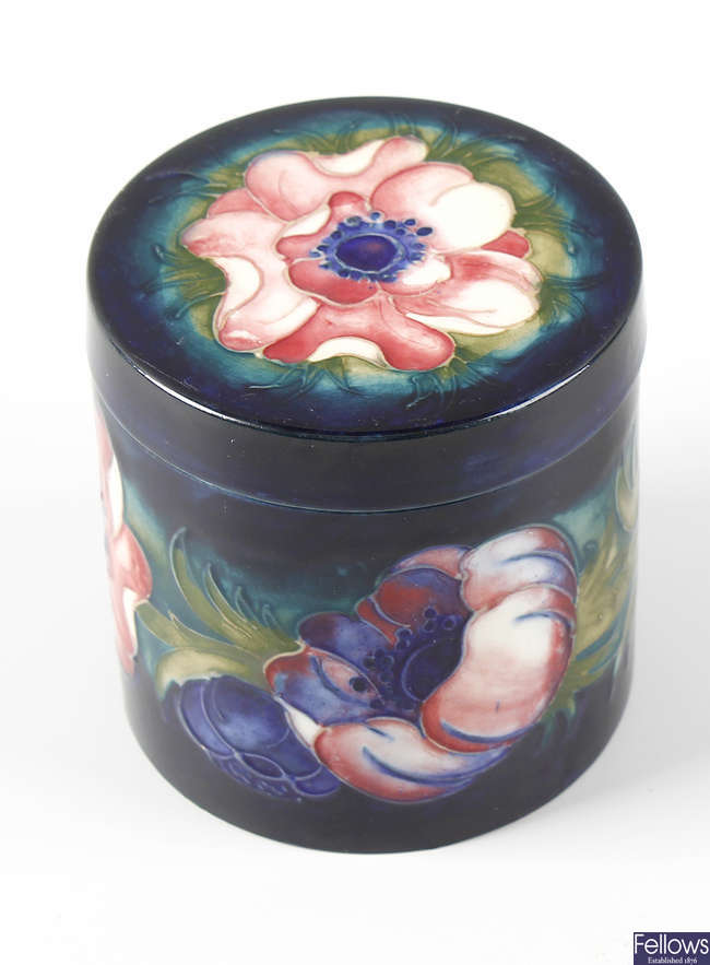 A Moorcroft pottery Anemone pattern jar and cover