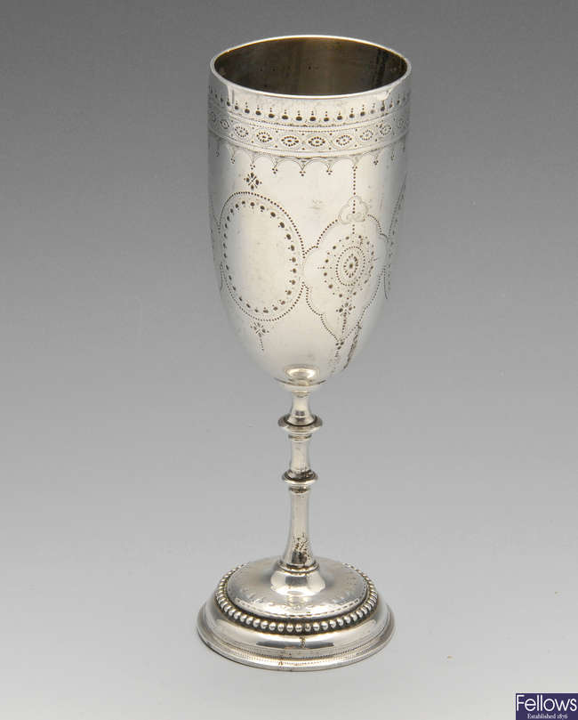 A mid-Victorian silver goblet. 