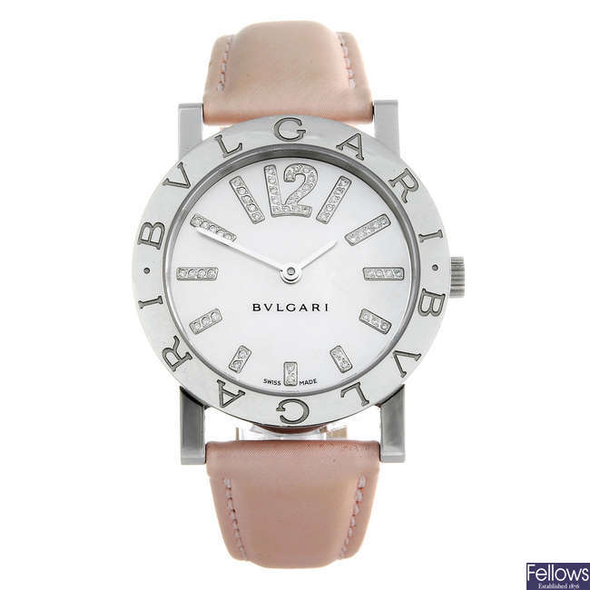 BULGARI - a lady's stainless steel Bulgari wrist watch.