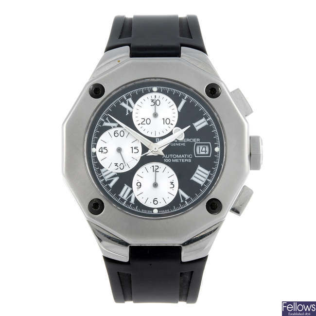 BAUME & MERCIER - a gentleman's stainless steel Riviera chronograph wrist watch.