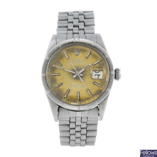 ROLEX - a gentleman's stainless steel Oyster Perpetual Date bracelet watch.