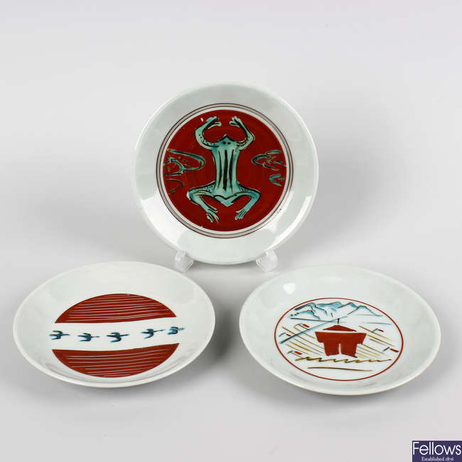 Three Bernard Leach (St. Ives pottery plates)